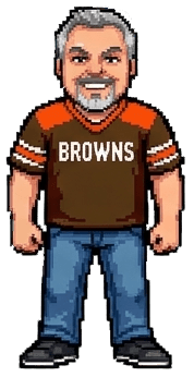 Pixel Steve in his Browns jersey